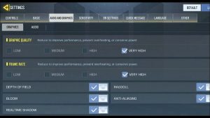 very high Graphics Setting on Call of Duty Mobile 